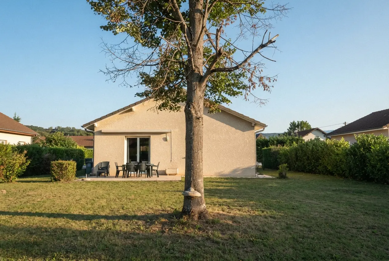Tilleul malade avec champignon au pied du tronc à Barberaz