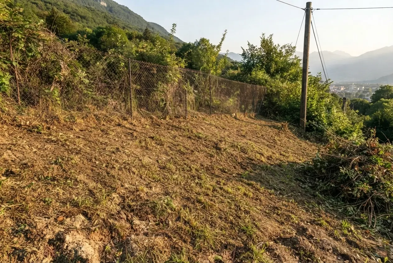 Terrain dégagé après débroussaillage à Chambéry