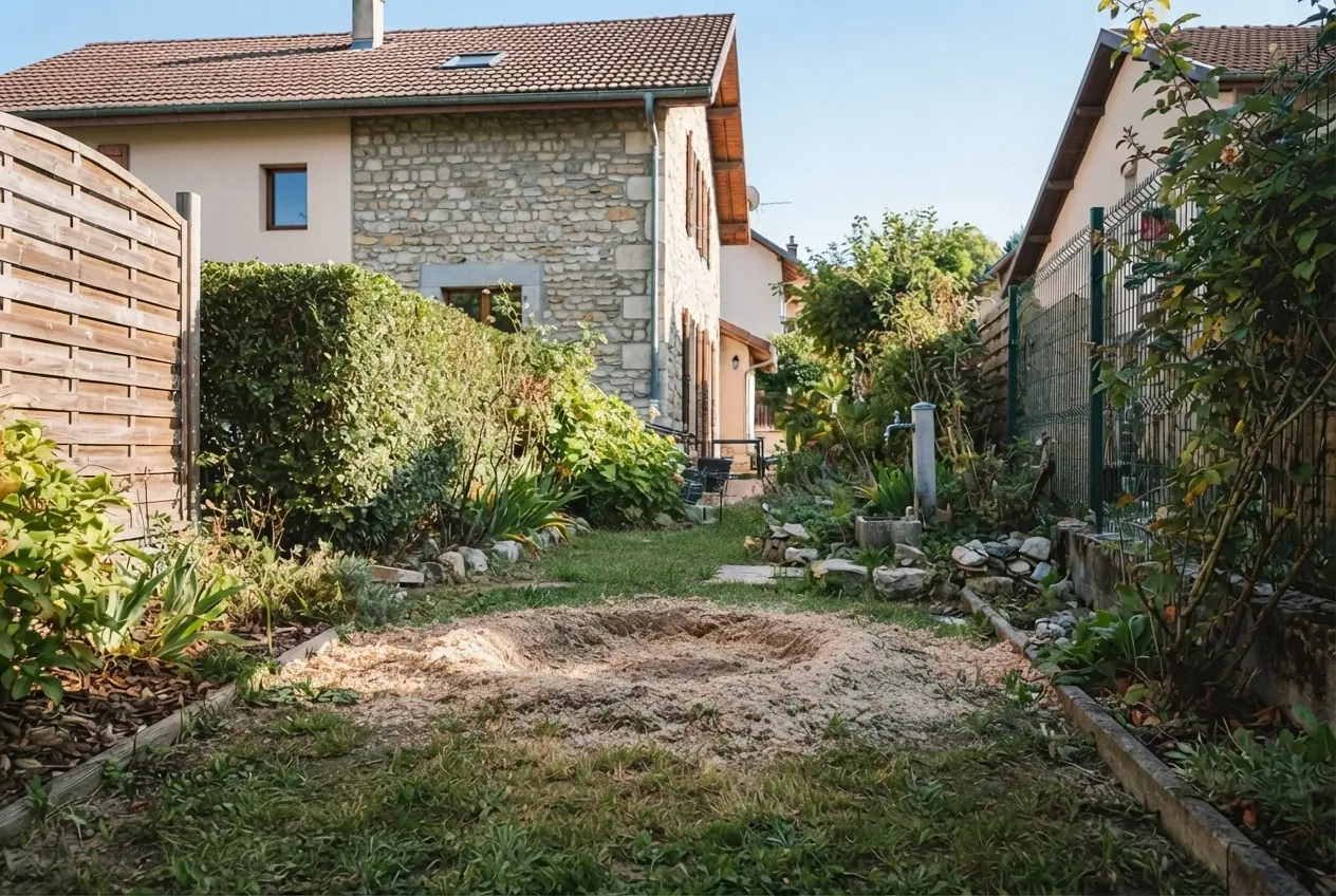 Jardin dégagé après rognage de souche à Cognin