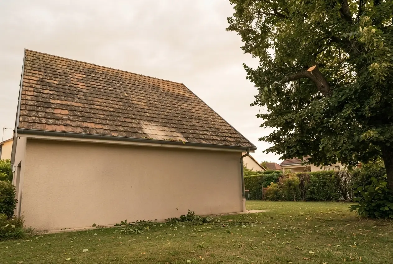 Toiture dégagée après démontage de la branche à Barberaz