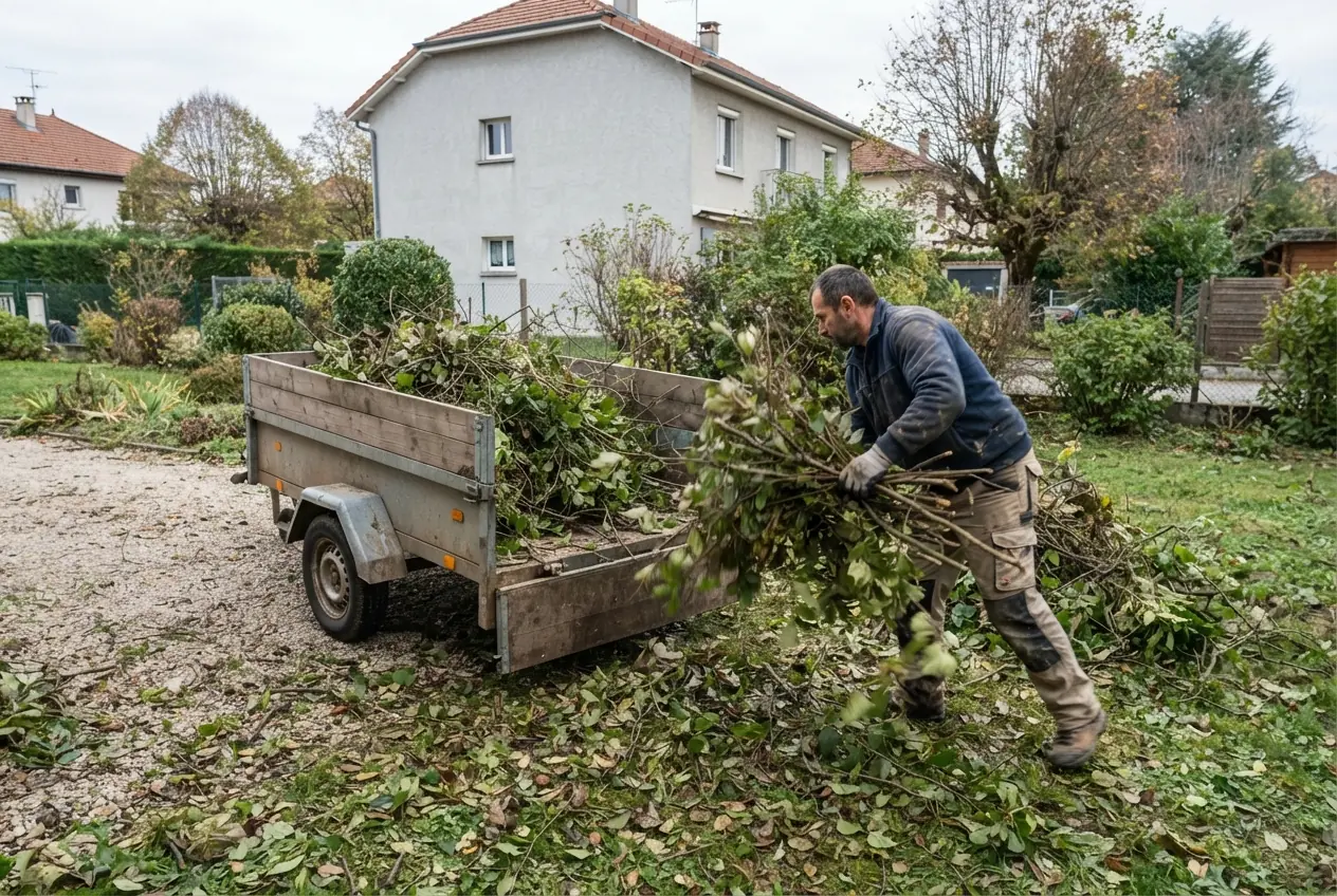 Broyage de branches après élagage à Cognin