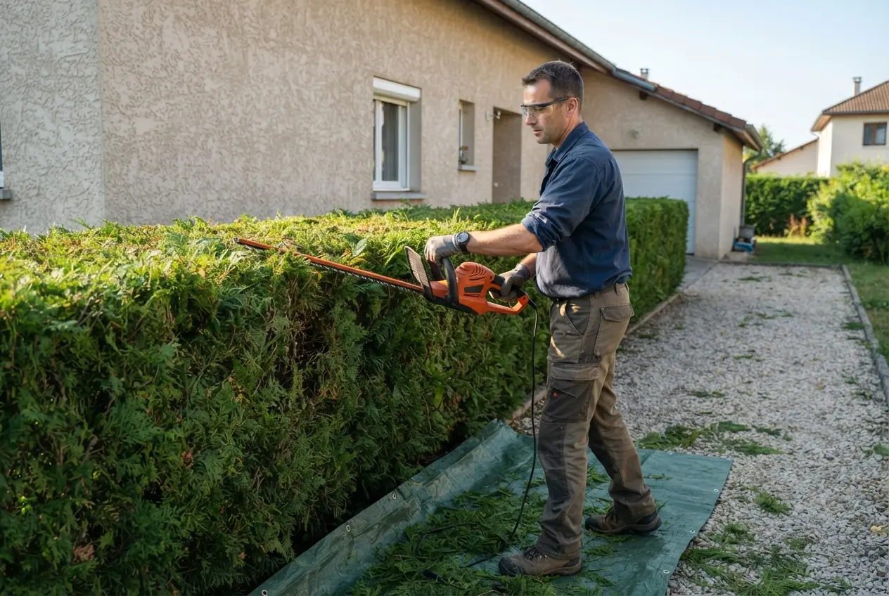 Taille de haie en limite de propriété à Cognin